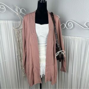 VILA Women's Dusty Pink Rhinestone Cardigan
